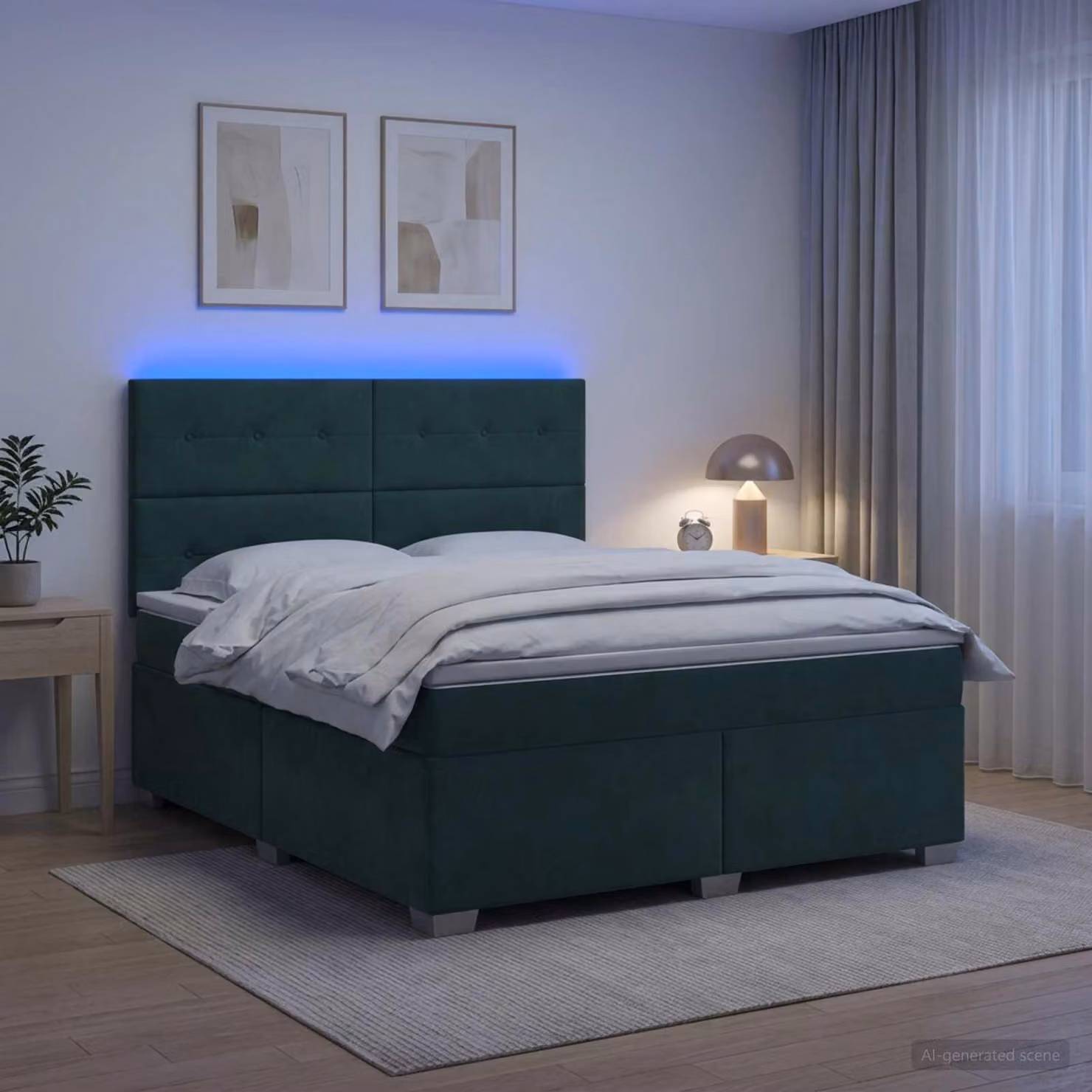 Maison Exclusive - Letto boxspring con materasso verde scuro 140 x 190 cm velluto