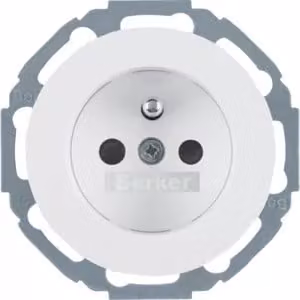 Berker 6768792089 Presa con polo di protezione, bianco polare, lucida, serie R.classic