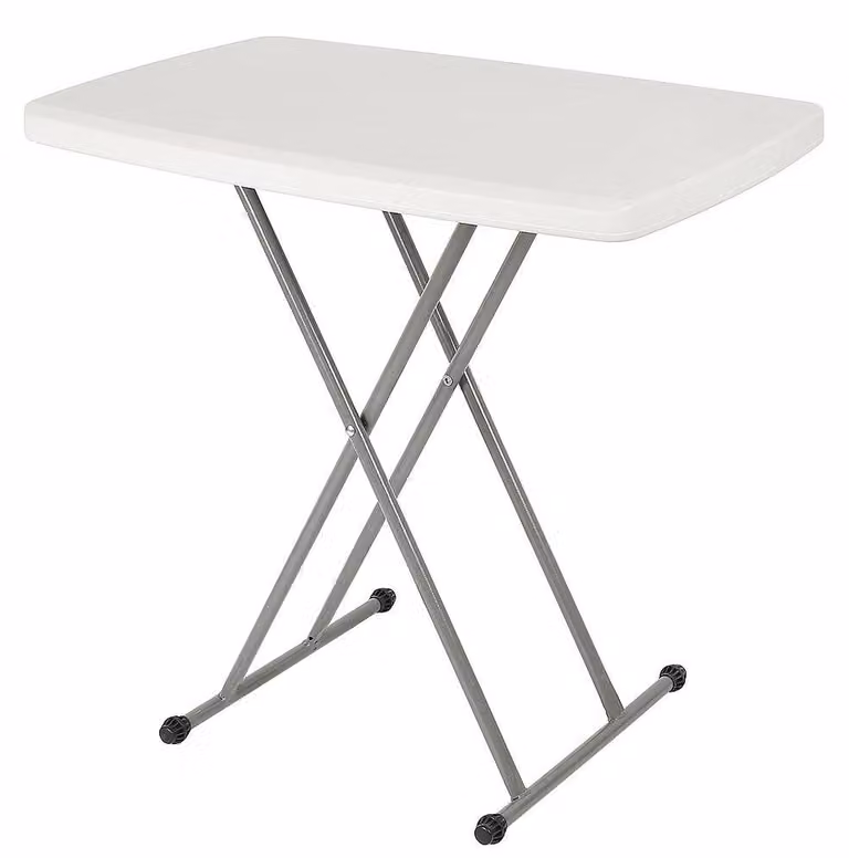 Tavolo pieghevole da campeggio, 76 cm - Tavolo da giardino / tavolo da picnic - Altezza regolabile - Materiale plastico - Ideale per balcone, giardino e campeggio - Bianco