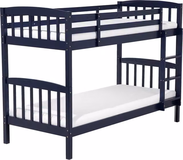Letto a castello letto doppio in legno di pino blu scuro Single Size 90 x 200 di altezza per bambini cameretta
