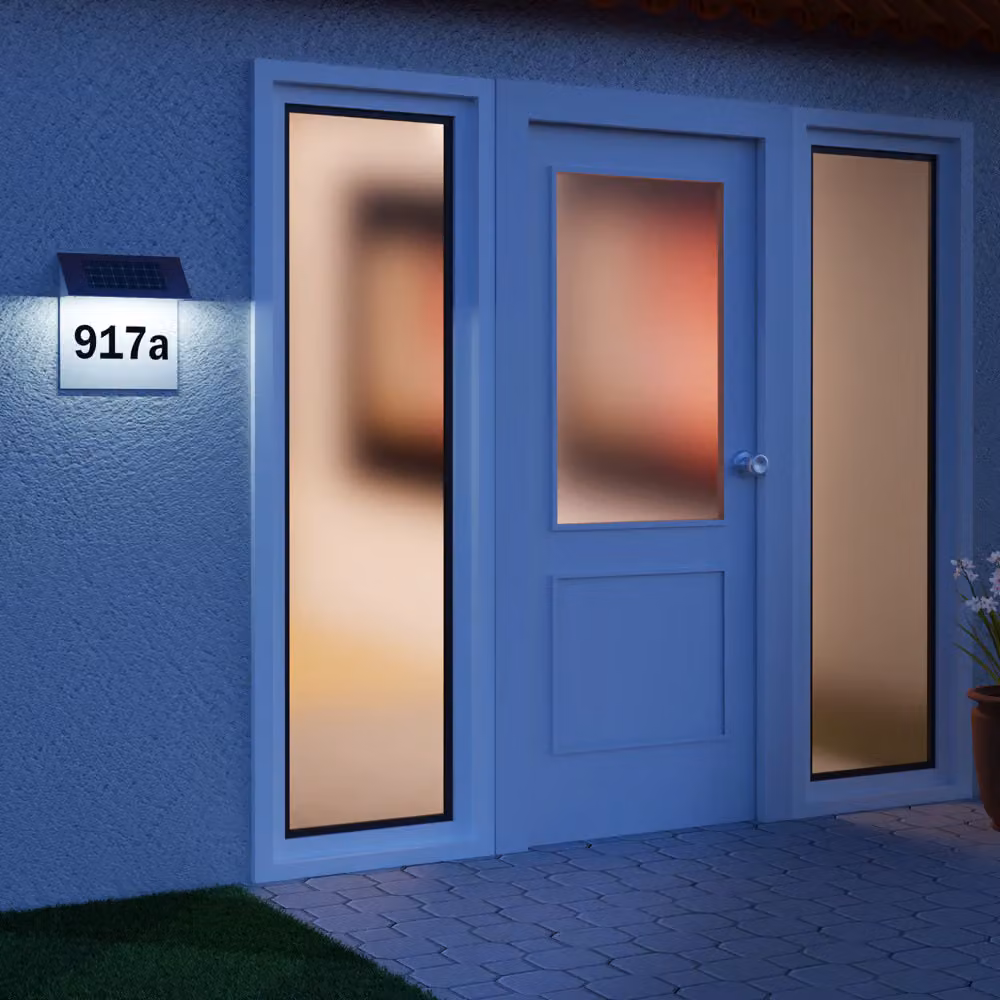 Numero civico Monzana con pannello solare e luce LED bianca L: 19 cm, P: 18,5 cm, H: 6 cm – 2