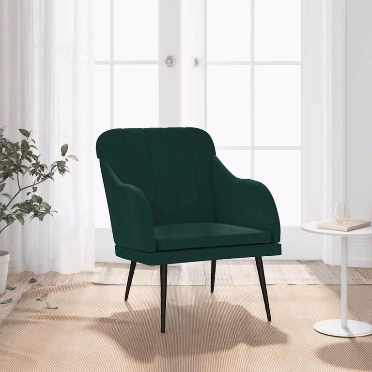 vidaXL Poltrona Verde Scuro 63x76x80 cm Velluto