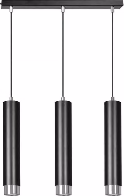 Lampadario a soffitto Wagner Luceart-Classic con 3 luci in acciaio nero e cromo