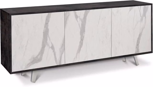 Mobile 3 Ante 177x74x41 cm Ossido Nero/Marmo Calacatta