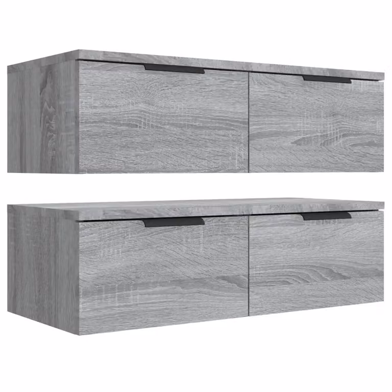 Set di 2 armadietti a muro classici in legno composito grigio per bagno L: 68 cm, P: 30 cm, H: 20 cm