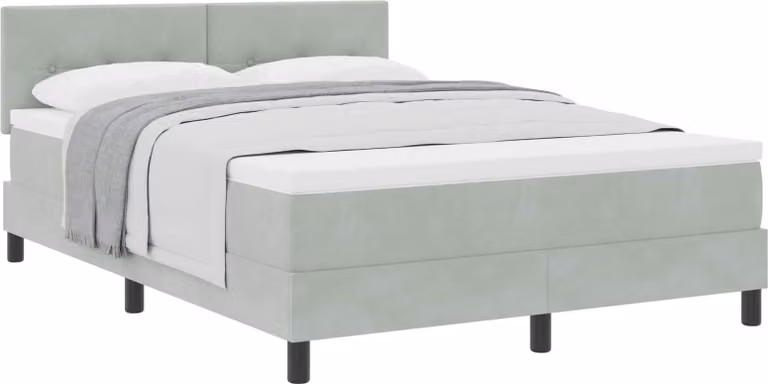 Letto a molle con materasso Grigio chiaro 140 x 200 cm Velluto