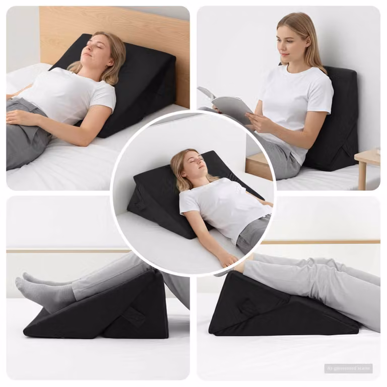 Cuscino a Wedge vidaXL in Memory Foam Nero L/P/H: 55 x 55 x 26 cm