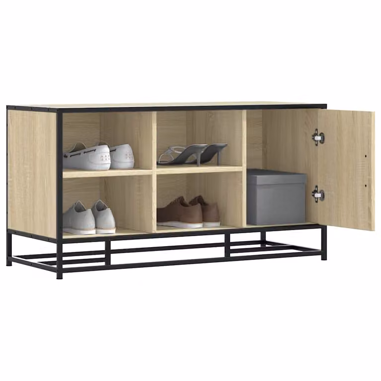 Scarpiera vidaXL in stile industriale con ante a battente e ripiani, colore marrone, L/P/H: 100 x 40 x 53,5 cm