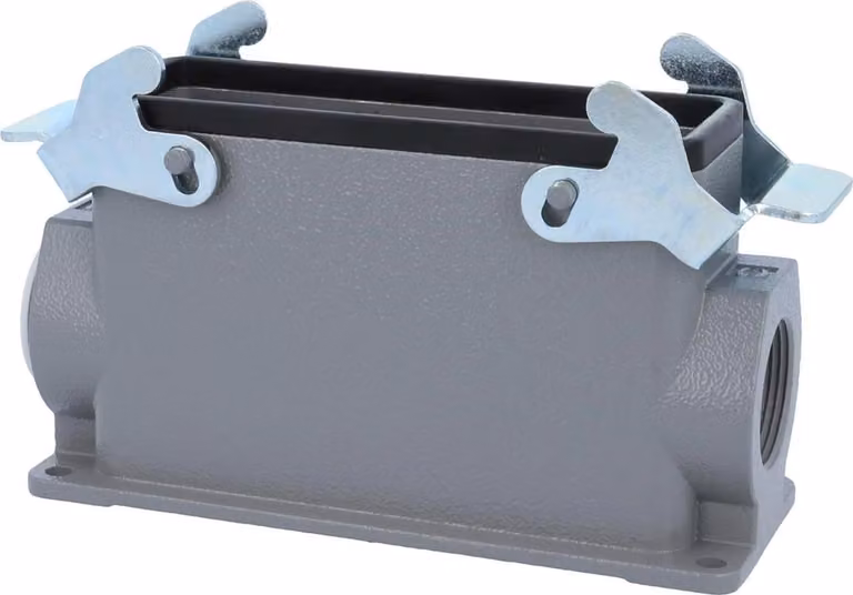 HARTING Han 24B Base alta, 1xPG21 uscita cavo laterale, con 2 staffe trasversali Vite PG21 Area di serraggio
