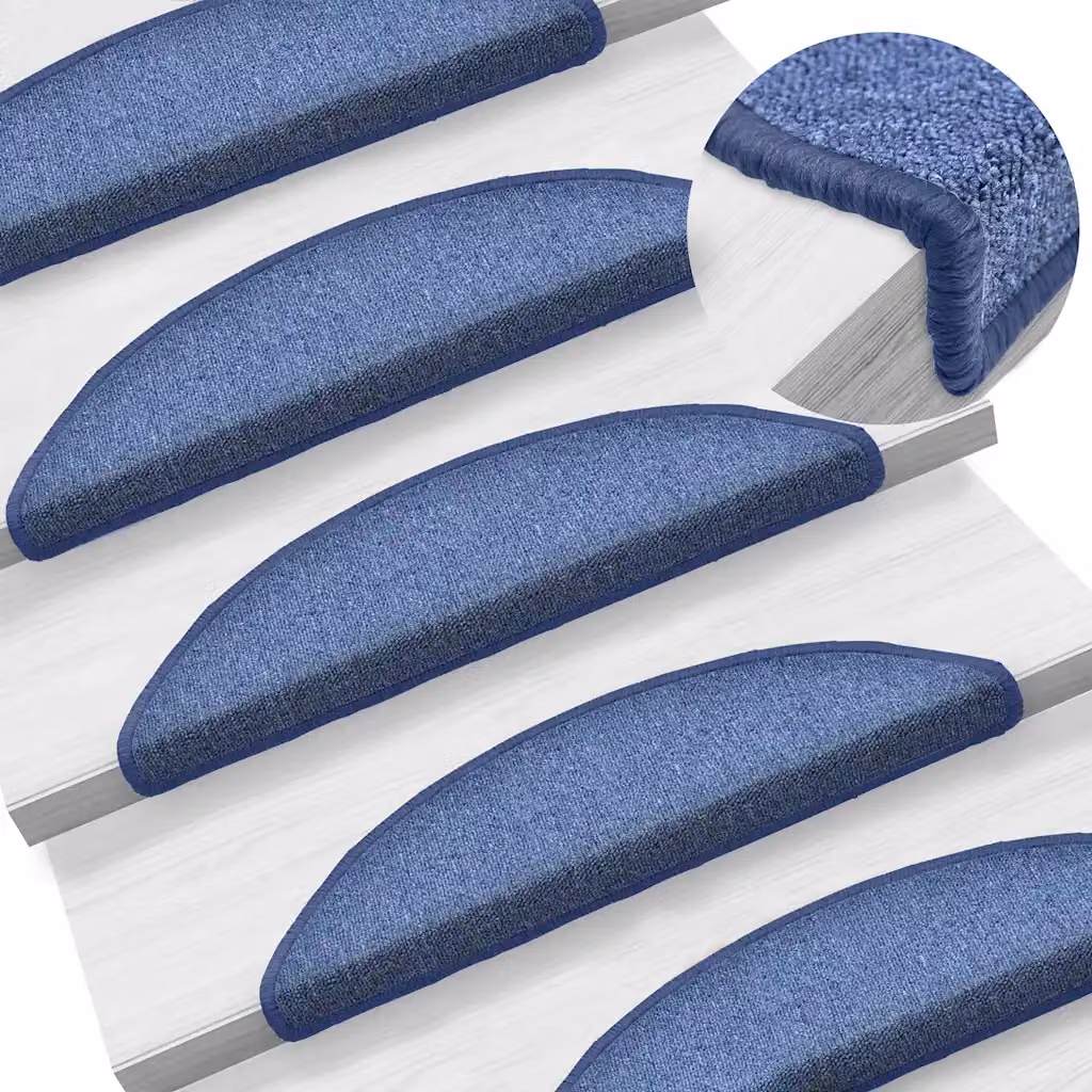 Set di 15 tappetini per scale semicircolari vidaXL blu in polipropilene, L: 56 cm, P: 17 cm, H: 3 cm