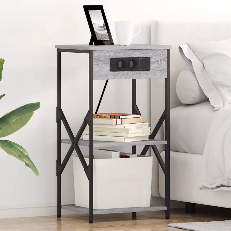 Armadio da notte con scaffale vidaXL in Grigio Sonoma, L: 41 cm, P: 31 cm, H: 76 cm