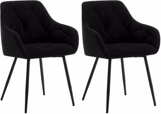 Sedie da pranzo - Sedile - Set di sedie da pranzo da 2 - Sedie da cucina - Sedile da personalizzare - Design moderno - Salotto - Sedie in velluto nero