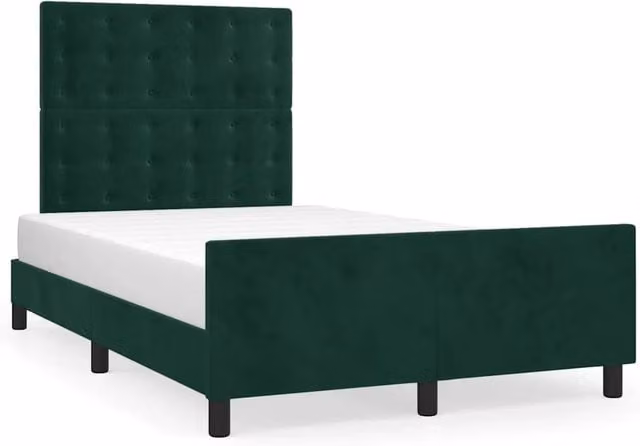 Letto matrimoniale | Letto per adulti | Giroletto senza Materasso Verde Scuro 120x190 cm Velluto
