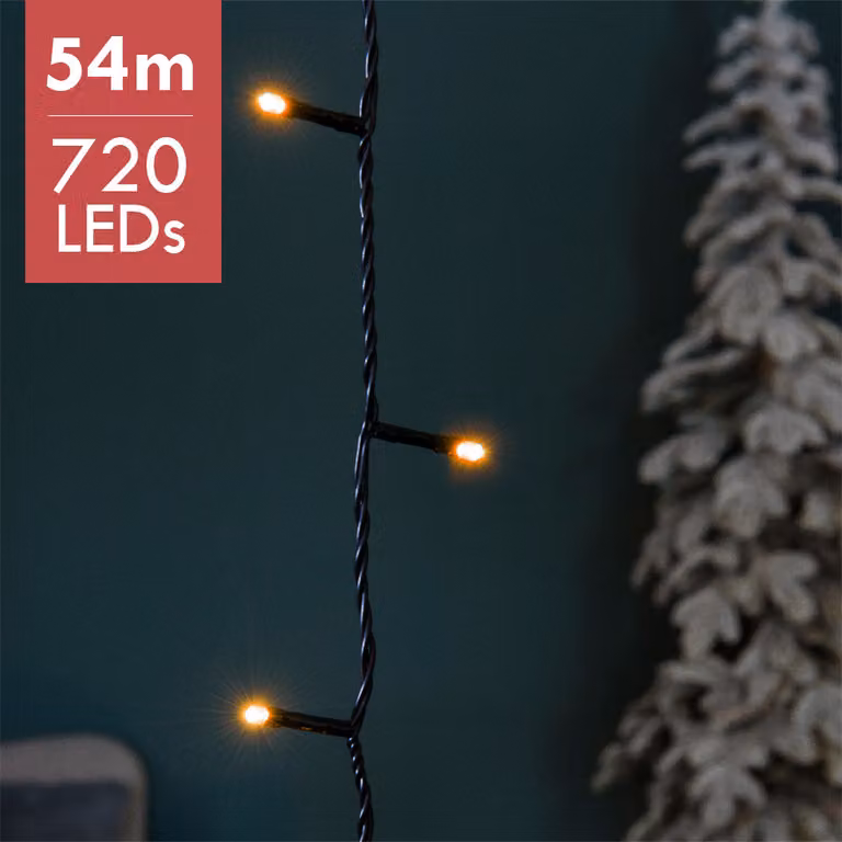 Lumineo luci fiabesche Basic 720 LED 54m classico caldo, cavo nero