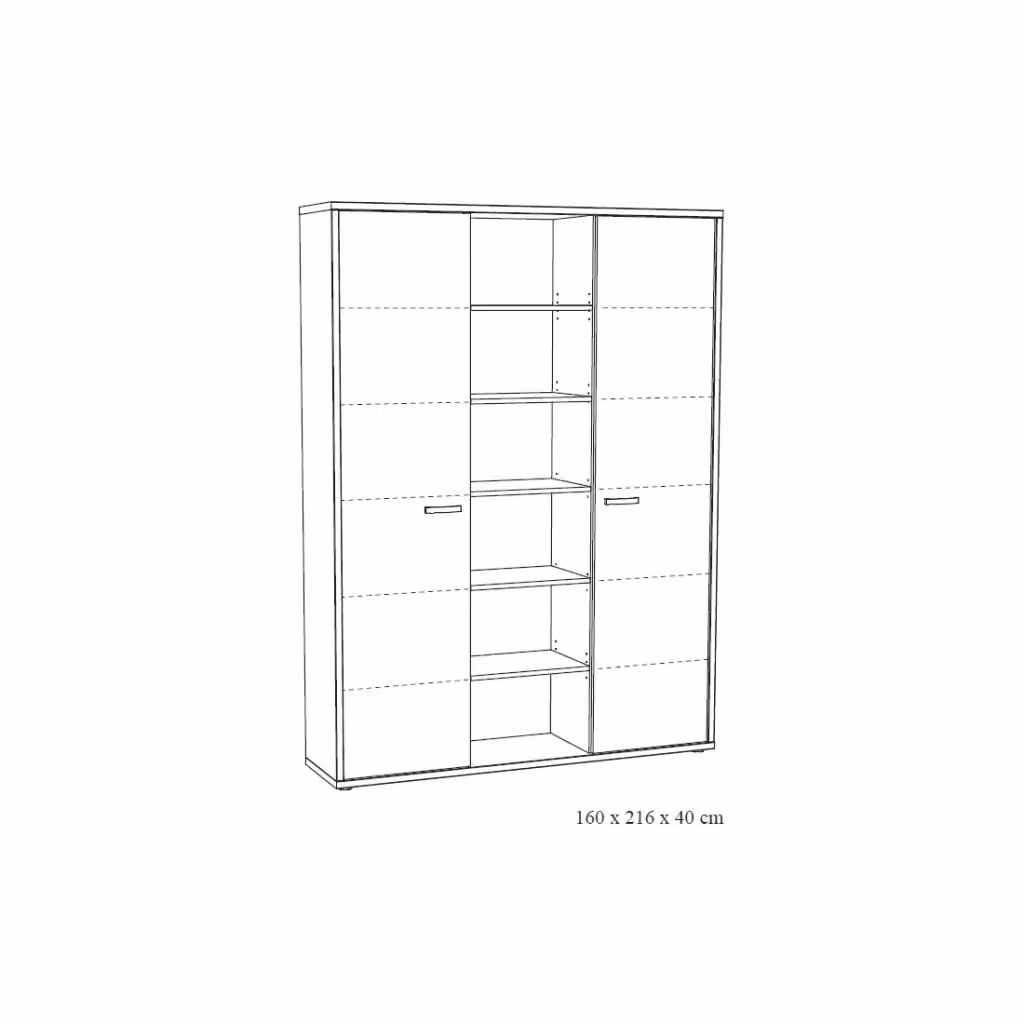 Mobile alto Meublorama per ufficio e casa con ante a battente e scaffali, colore marrone e nero, H: 216 cm, L: 160 cm, P: 40 cm – 2
