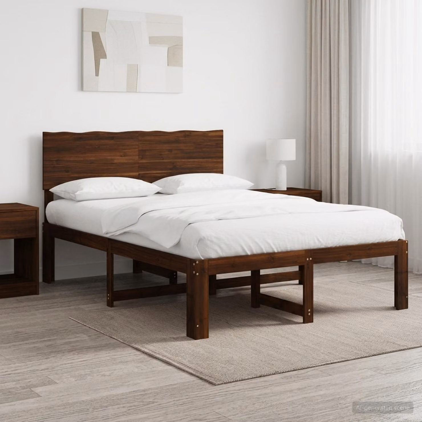 vidaXL Letto matrimoniale ROSTOCK in legno di acacia marrone scuro L/P/H: 124 x 200 x 101 cm