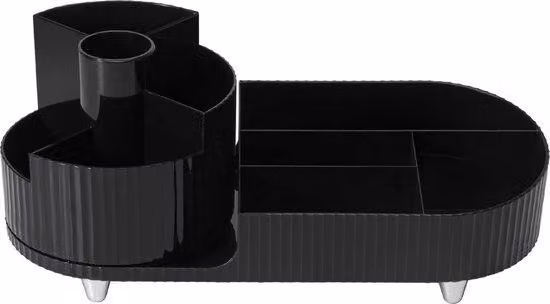 Portacosmetici girevole a 360 gradi, organizer da toeletta, contenitore da toeletta per cassettiera, bagno, camera da letto (nero)