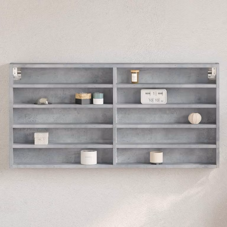 Armadietto Vetrina da Parete vidaXL Grigio con Ante in Vetro e Ripiani Interni L: 100 cm, P: 8,5 cm, H: 50 cm