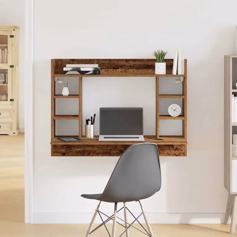 Scrivania a parete moderna vidaXL in legno effetto vecchio marrone L: 105 cm, P: 48 cm, H: 75 cm