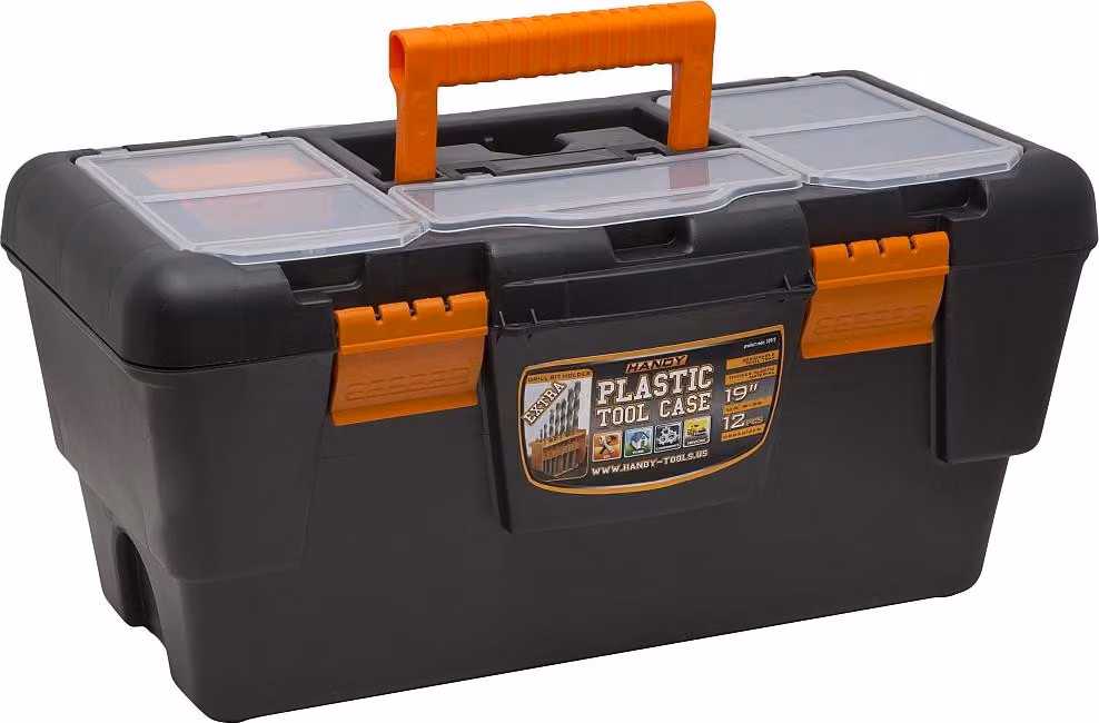 Cassa portautensili con organizer e portabit – Cassetta portautensili in plastica con inserto rimovibile – Doppia chiusura e design con serratura – 7 scomparti di smistamento nella parte superiore – 480 × 250 × 230 mm [10912]