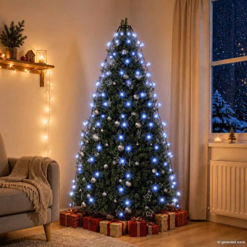 Rete di luci LED vidaXL per albero di Natale blu, 180 LED, 180 cm