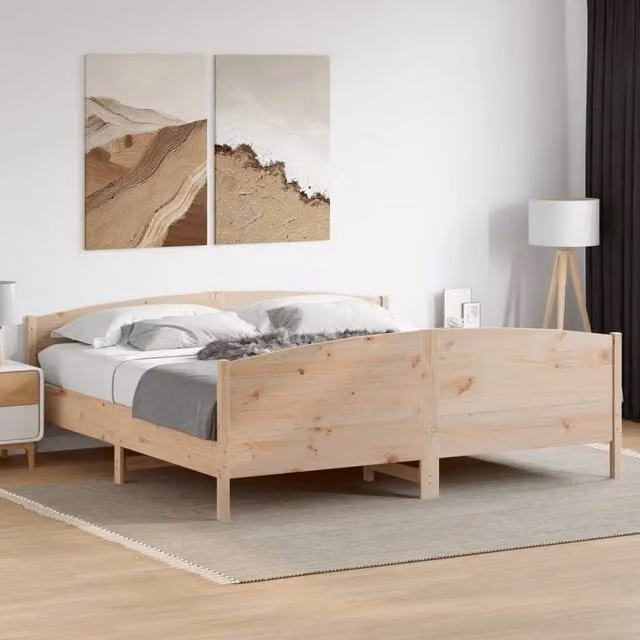 Giroletto vidaXL in legno massello di pino naturale con doghe fisse per adulti L/P: 200 x 200 cm