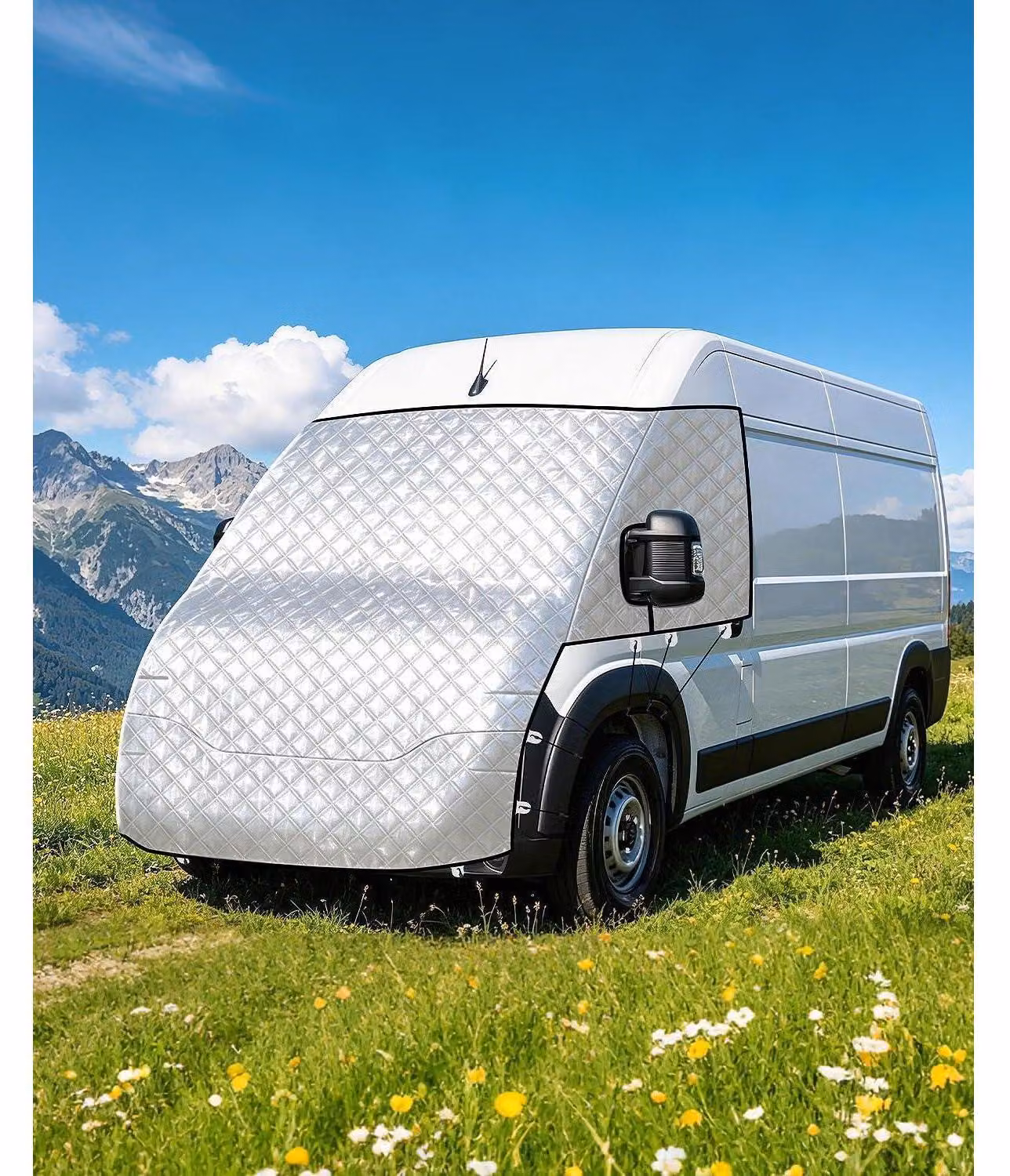 Copertura per parabrezza di camper, realizzata in lamina di alluminio, con protezione UV, compatibile con Peugeot Boxer, Citroen Relay e Ducato X250/290