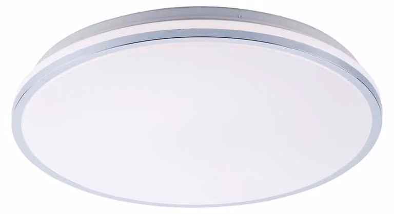 Plafoniera LED, IP44, cromo, bianco, rotonda, P 49 cm