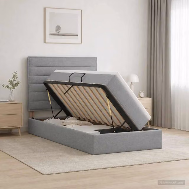 Letto con contenitore e materasso vidaXL Grigio, L/P: 100 x 200 cm, H: 128 cm