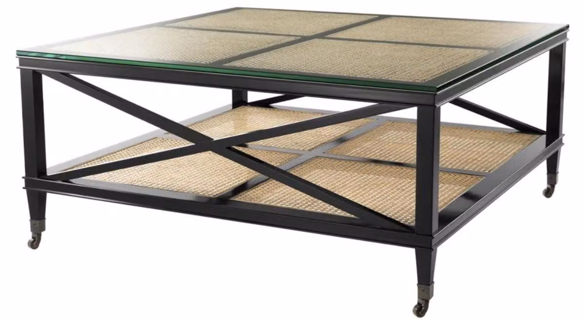 Tavolino Casa Padrino nero / colori naturali 100 x 100 x h. 46 cm - Edizione limitata