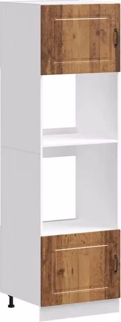 Set di 2 armadietti per forno classici 60 x 57 x 207 cm grande spazio di archiviazione stile antico in legno multistrato legno vecchio 02_0055704