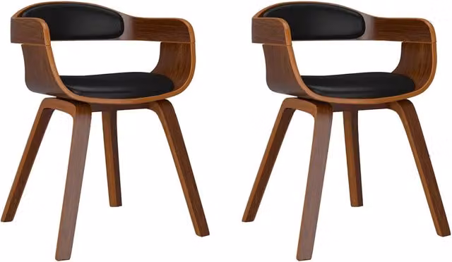 Sedie da Pranzo 2 pz | Sedie da cucina Nere in Legno Curvato e Similpelle