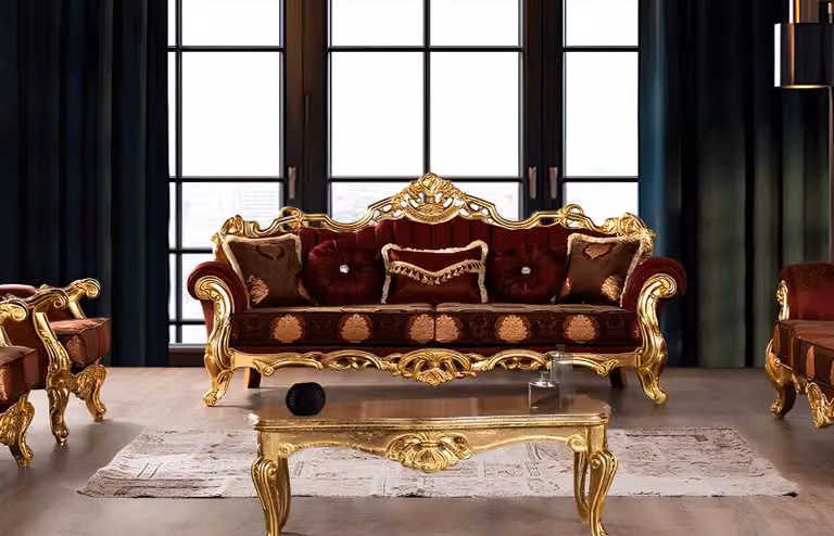 Dreisitzer Sofa 3 Sitzer Sofa Sitz Sofas Couch Möbel Stoff Stil Barock Rokoko