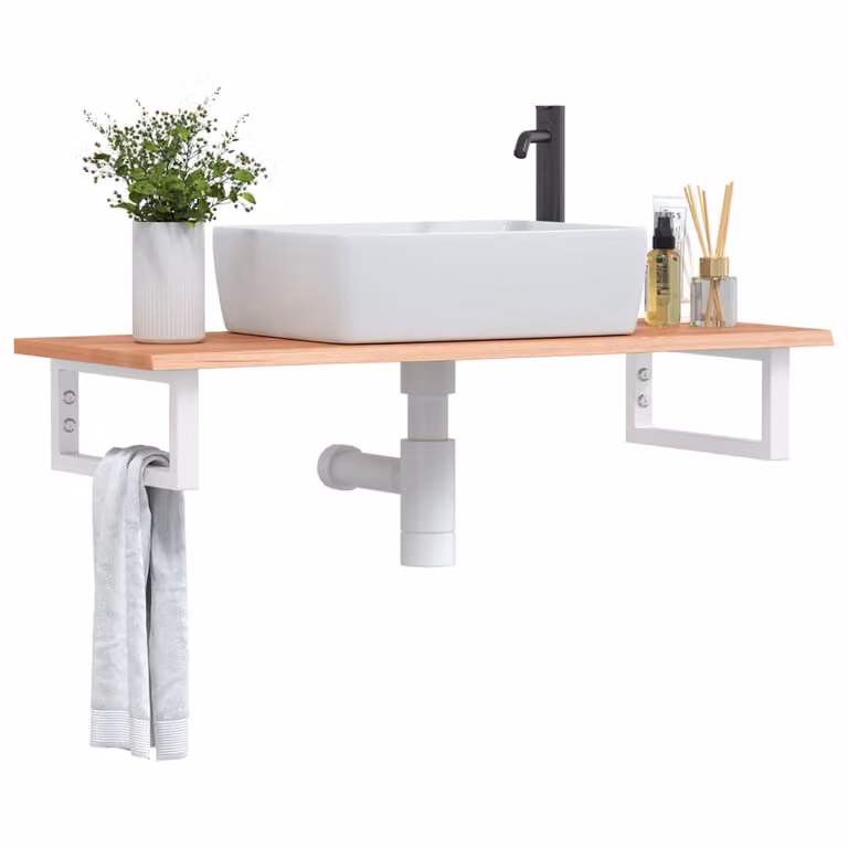 vidaXL Ripiano a Parete per Lavabo in Rovere e Metallo, Moderno, Marrone e Bianco, L: 40 cm, P: 17 cm, H: 40 cm