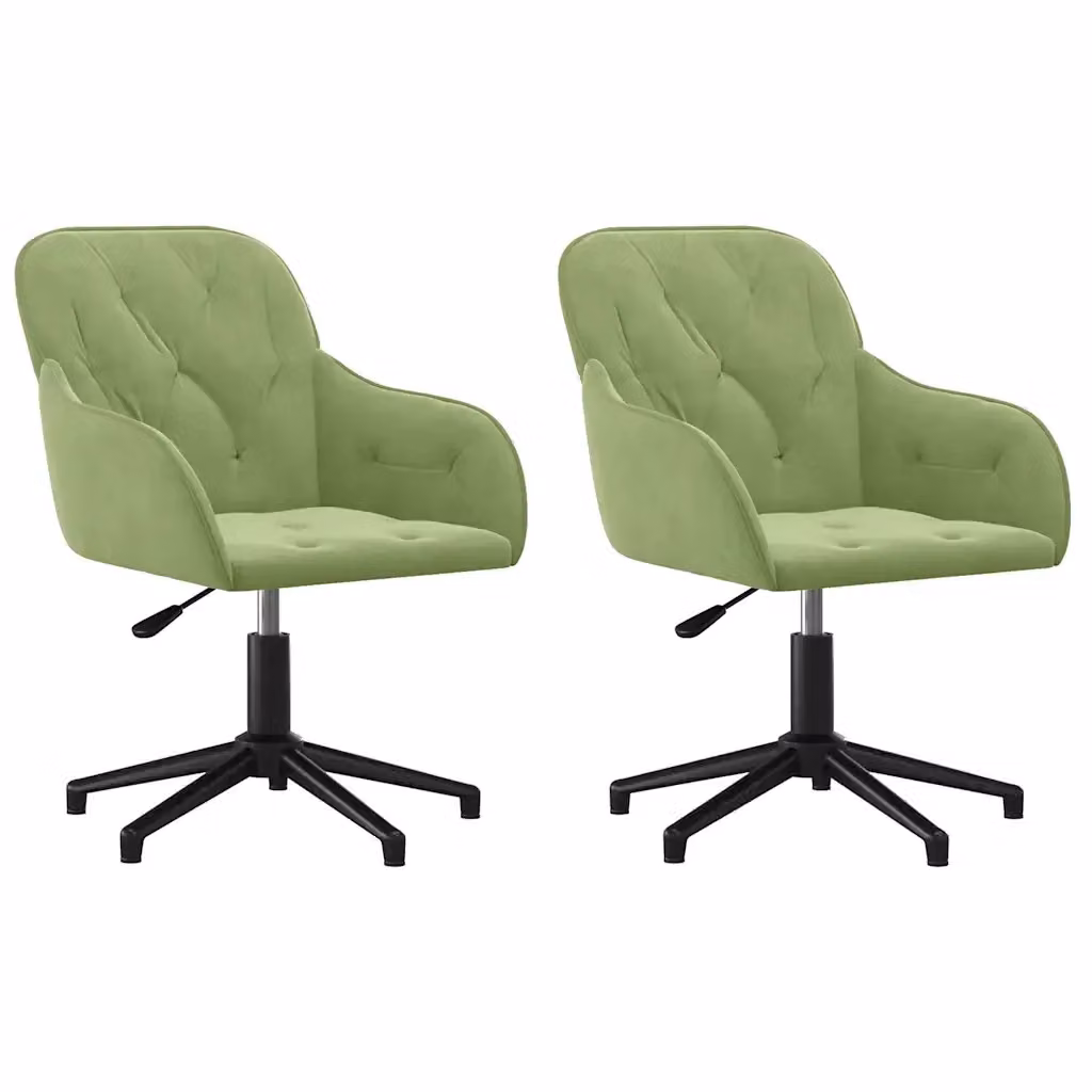 Set di 2 sedie da pranzo girevoli vidaXL in velluto verde chiaro con base moderna – 2