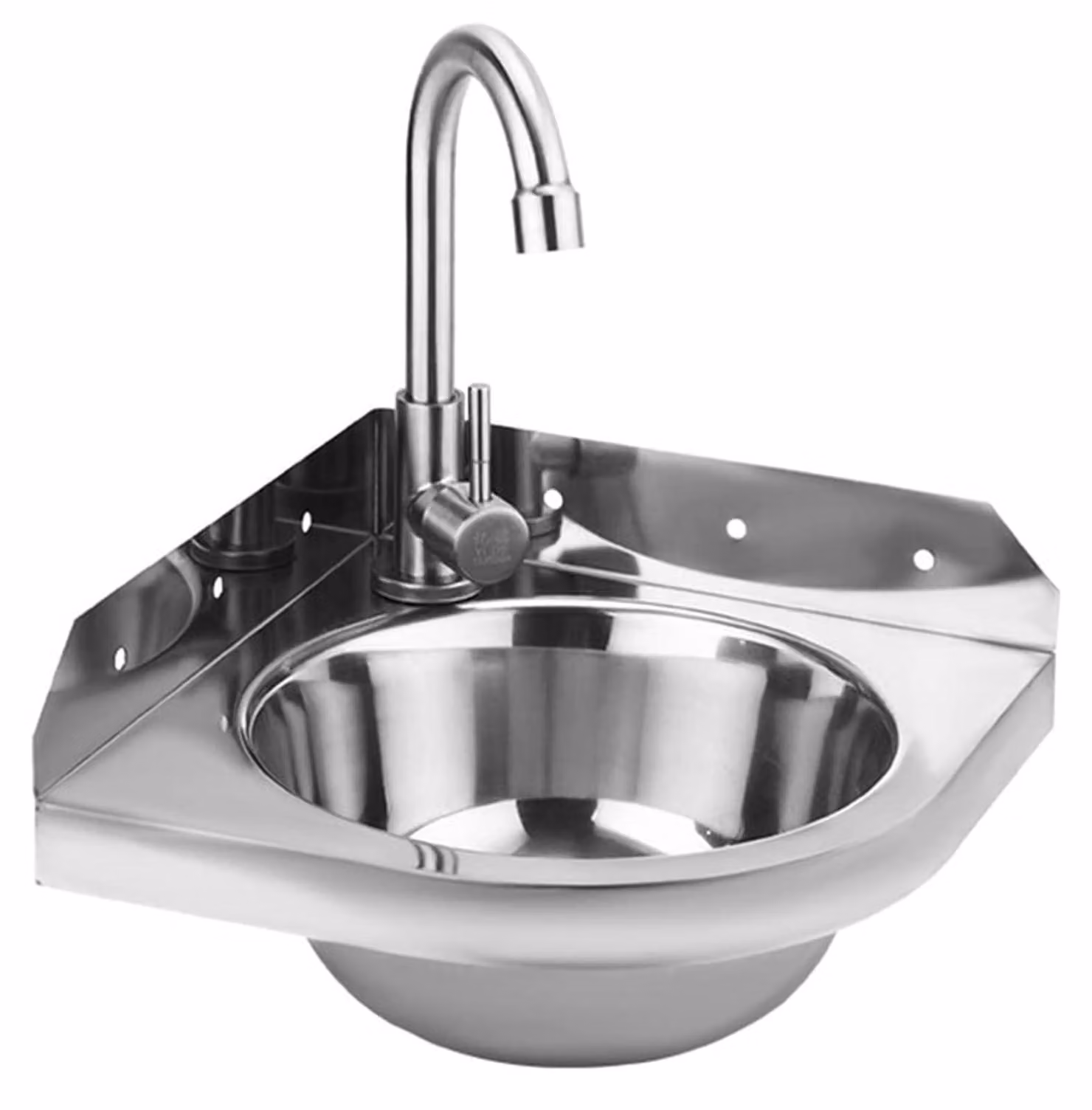 Lavabo in acciaio inossidabile, triangolare, 26x26 cm, da montare a parete