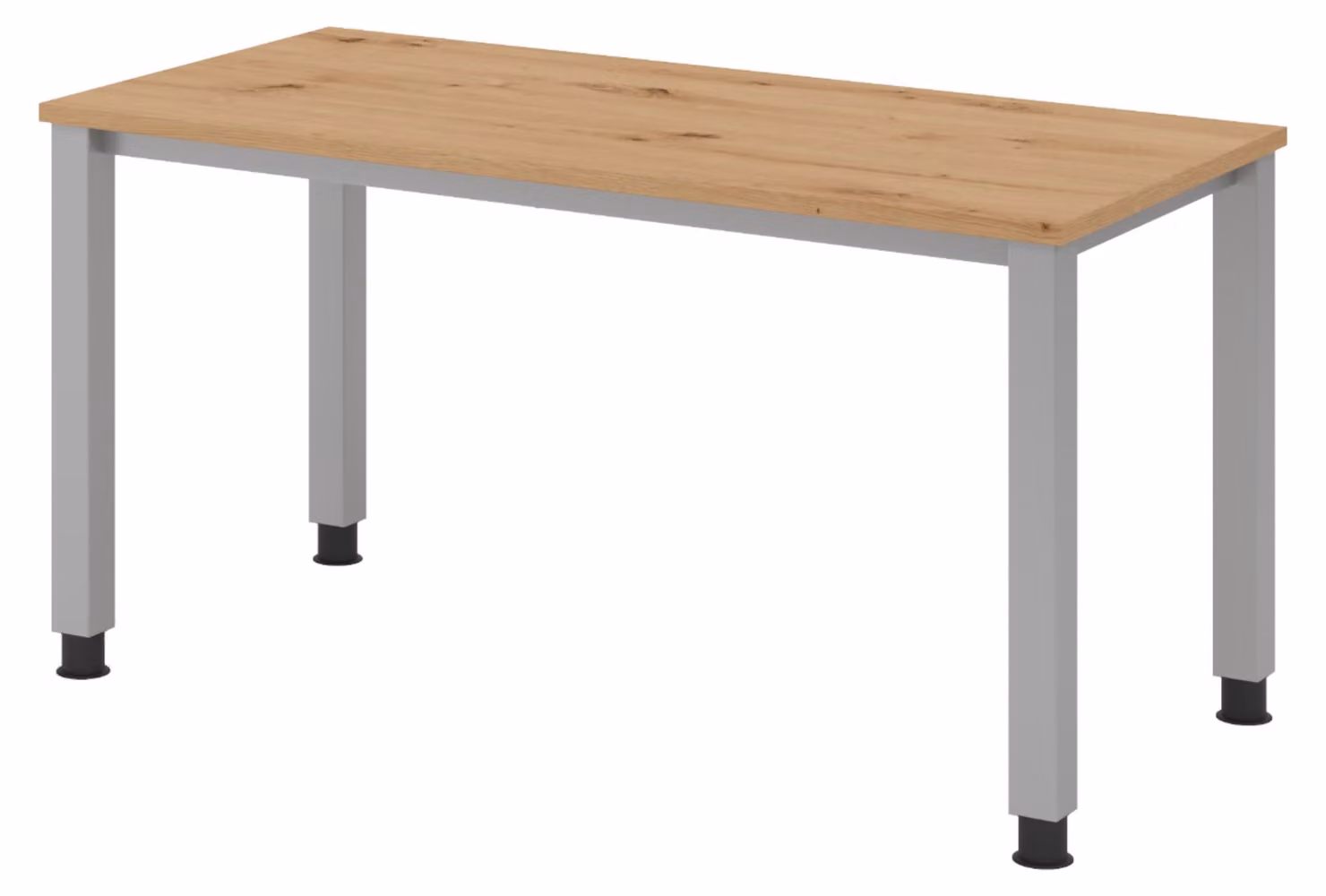 bümö Scrivania Serie-Q (Mini) - Struttura: argento, Decorazione: rovere nodoso, Dimensioni: 140 x 67,2 cm