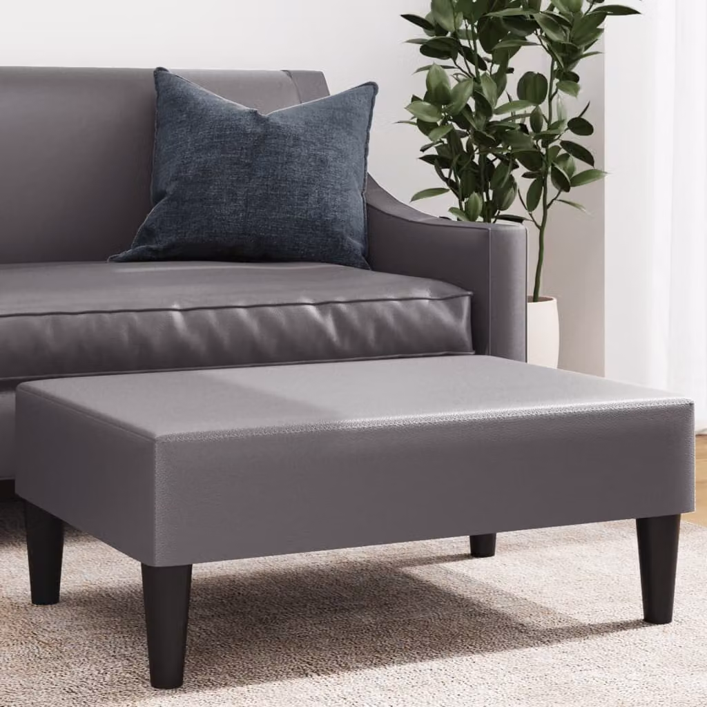 Poggiapiedi vidaXL in similpelle grigio per soggiorno L: 77 cm, P: 55 cm, H: 31 cm
