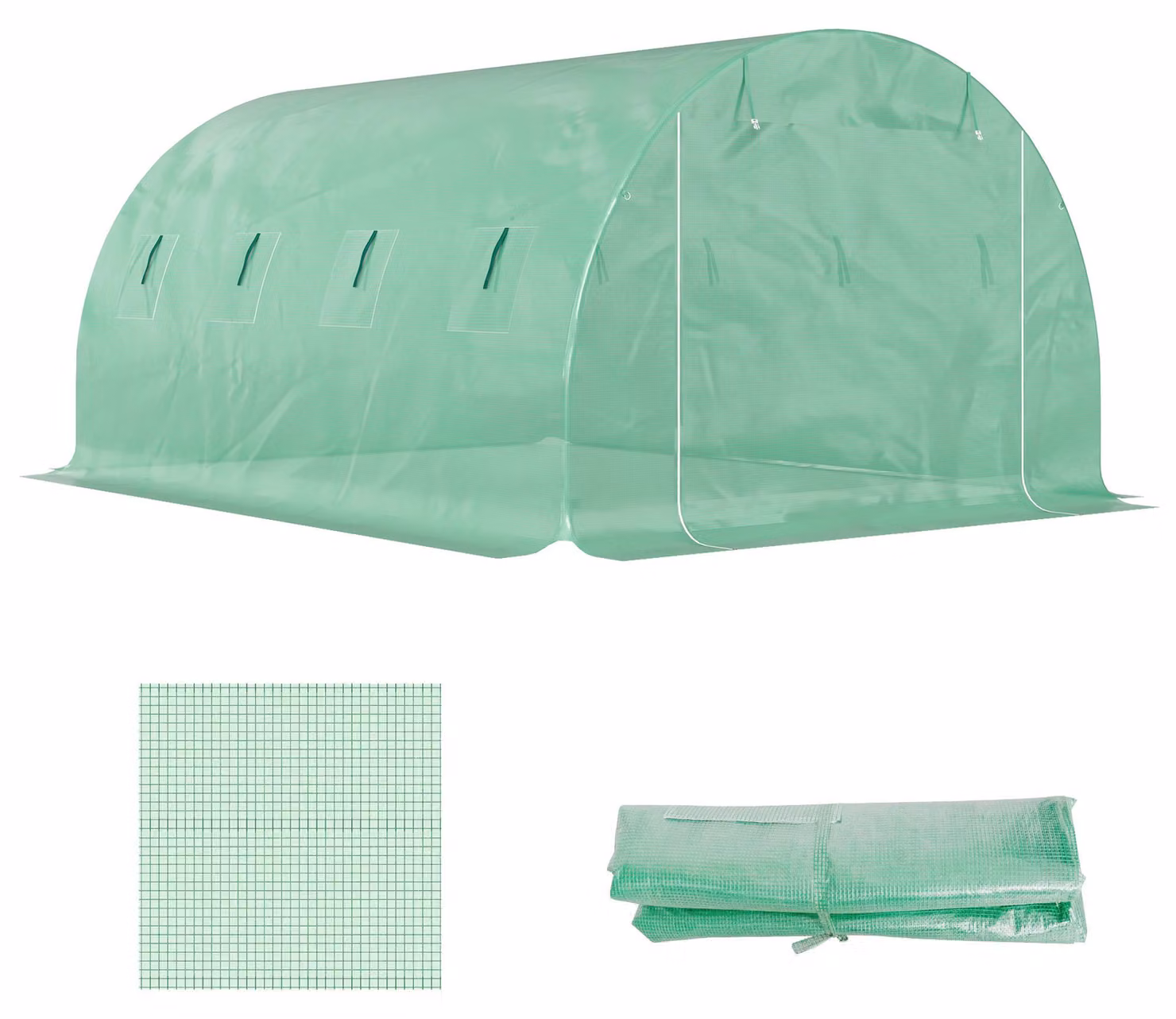 Outsunny film per serre 3 x 4 m, film impermeabile in polietilene con porta avvolgibile