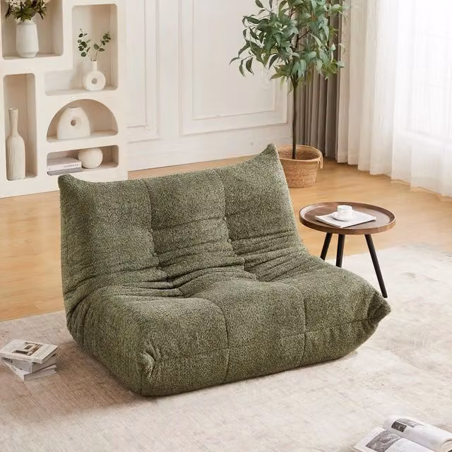 Divano 2 posti Minimal in tessuto grigio chiaro L 120 x P 90 x H 60 cm – 1