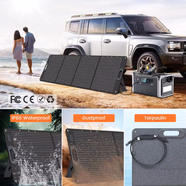 Pannello solare pieghevole da 200W - 20,5V, grado di protezione IP67, impermeabile, ideale per centrali elettriche, camper e sistemi off-grid