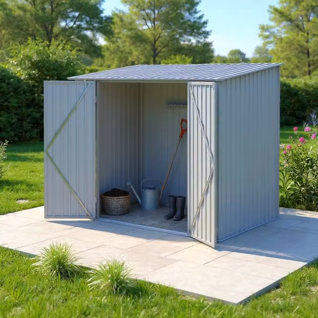 Casetta da giardino in metallo monopendenza - LEGNO VECCHIO - 3,31 m²