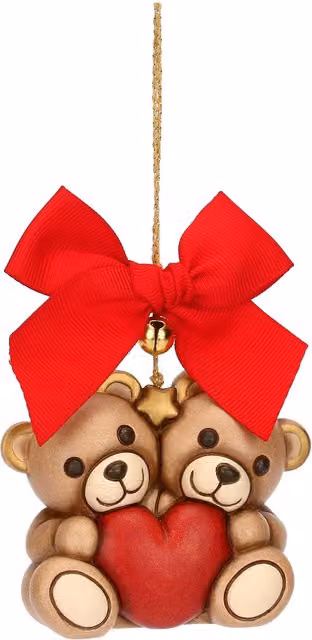 Addobbo natalizio coppia Teddy in ceramica, maxi