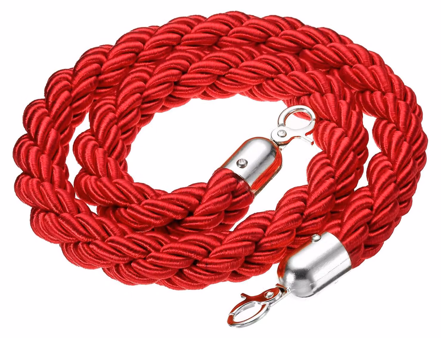 Corda di sicurezza intrecciata, lunghezza 1,2 metri, colore rosso/argento, con gancio a uncino
