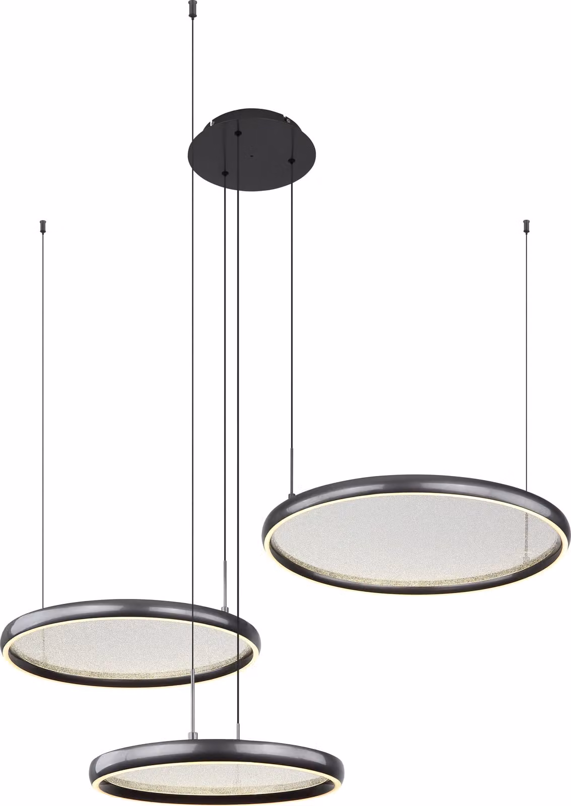 Lampada a sospensione a LED, nera, dimmerabile, telecomando, H 150 cm