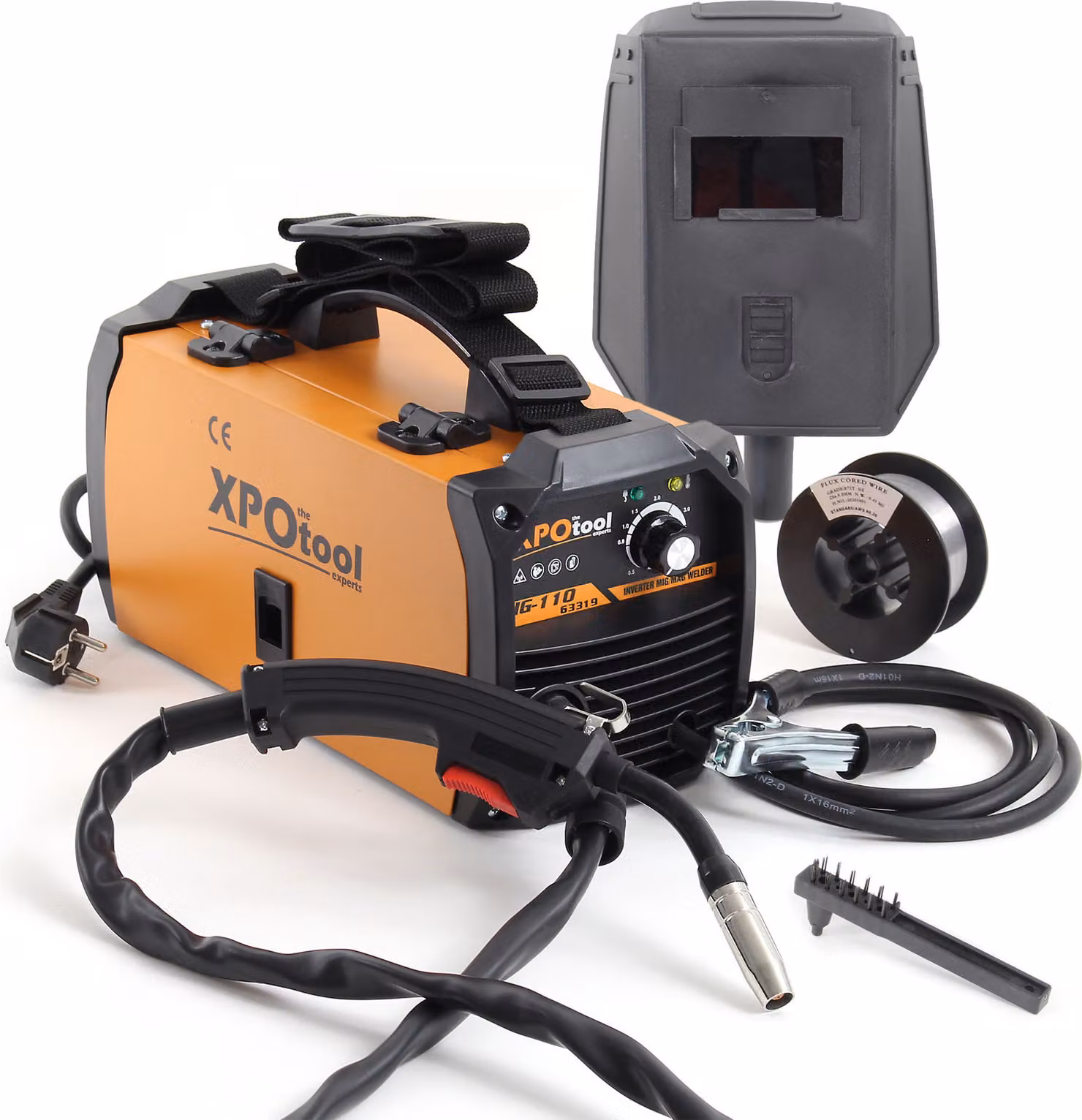 XPOtool MIG100 saldatrice a filo animato ad inverter senza gas, saldatrice con trainafilo, filo animato e IGBT, compresi gli accessori
