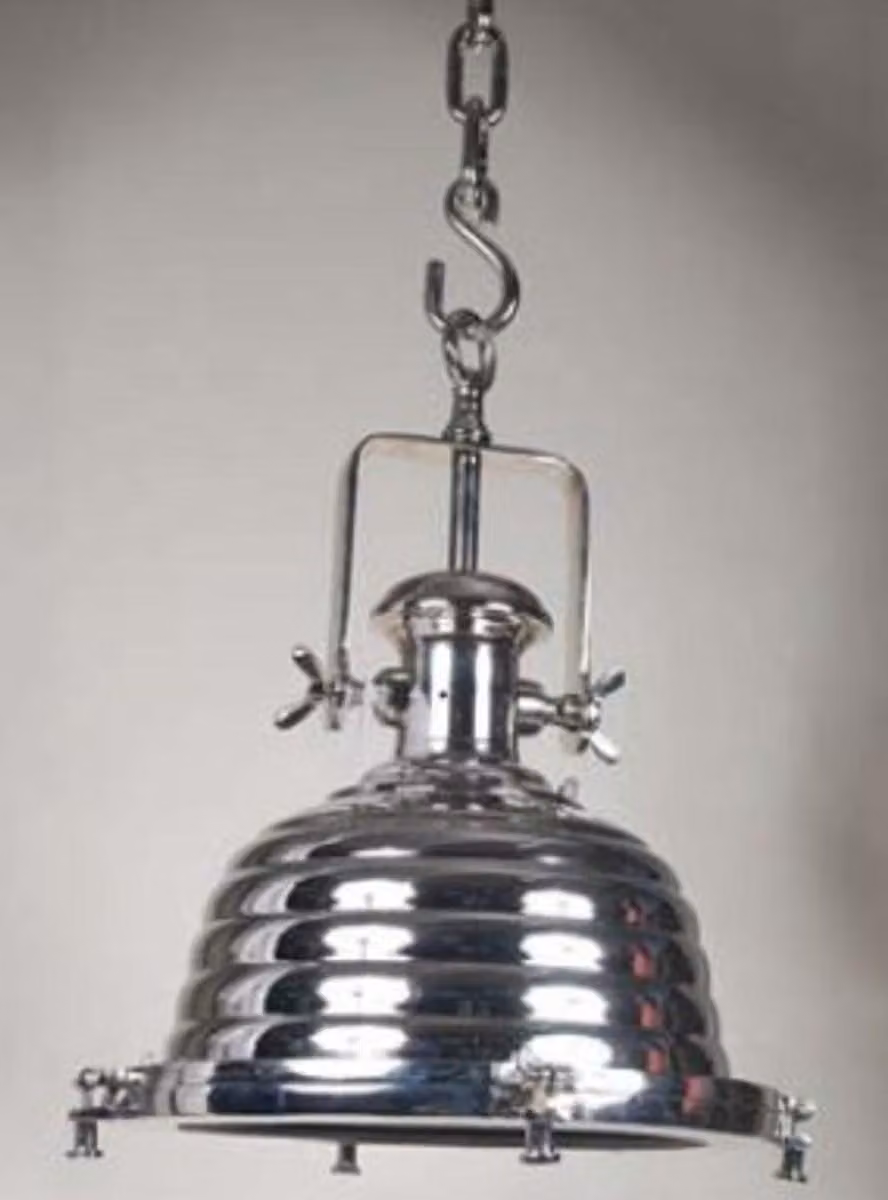 Lampada a sospensione industriale Casa Padrino, finitura argento, dimensioni 40 x 40 x 53 cm, lampada da soffitto di design industriale