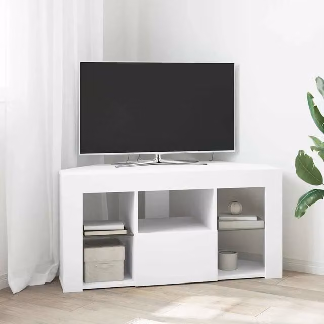 Mobile TV LED Angolare 100 x 40 x 50 cm Bianco 889795