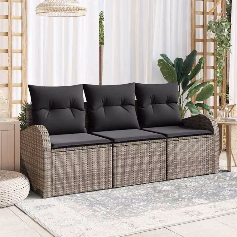 Maison Exclusive - Set Divano da Giardino Grigio polyrattan