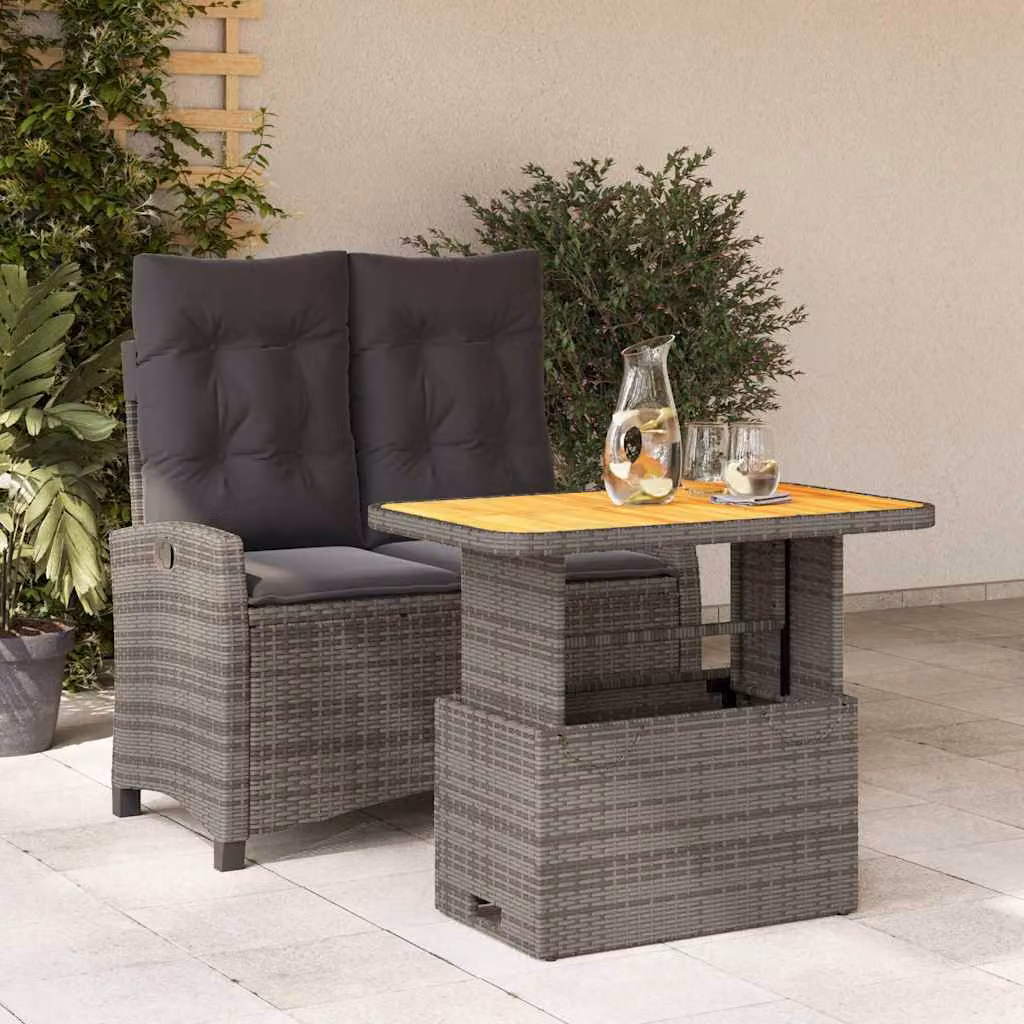vidaXL Set da Pranzo da Giardino Moderno in Legno di Acacia e Polyrattan Grigio e Marrone – 1